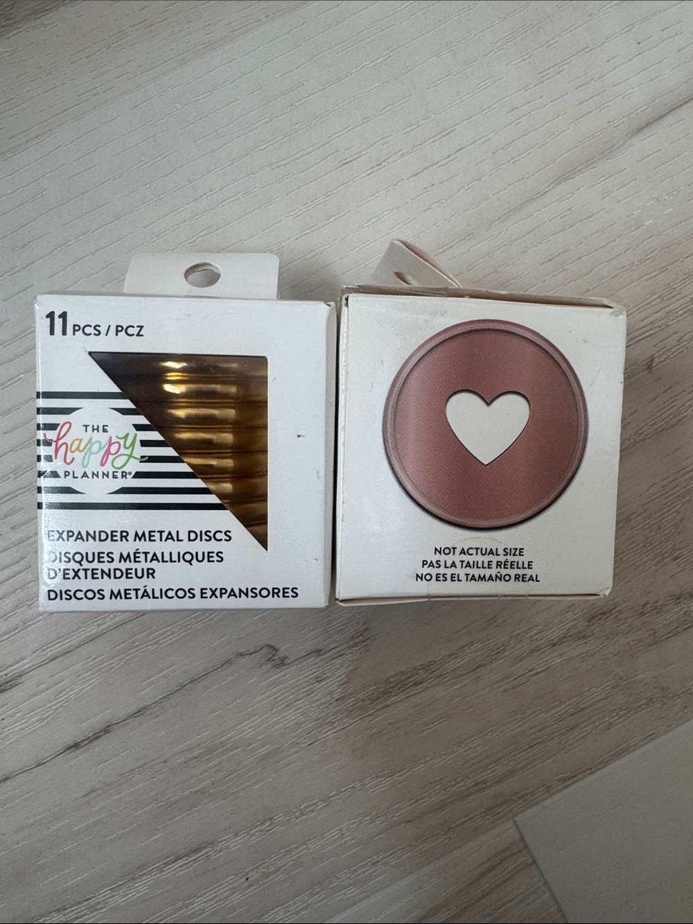 The Happy Planner Gold Discs and Rose Gold  Heart Discs